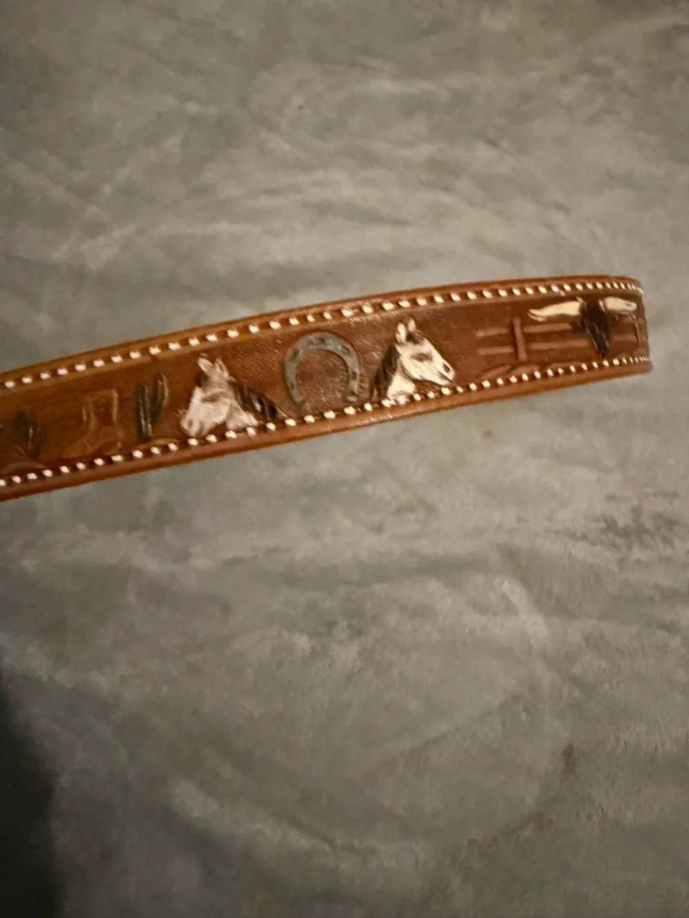 Kids Tan Leather Western-Inspired Studded Belt